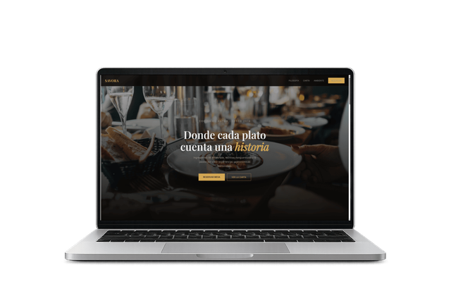 Preview of the Savora Gastrobar website on a laptop screen.