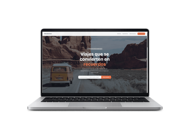 Preview of the Wanderlust Travel website on a laptop screen.